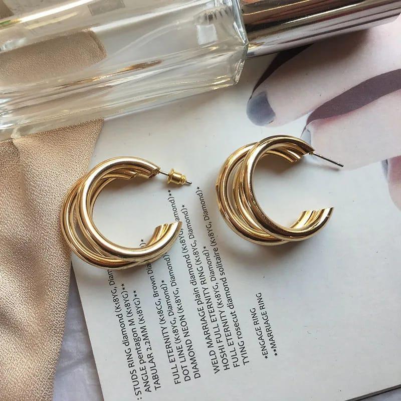 TRI Hoop Gold Plated Earings